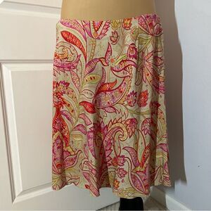 Talbots Pink and Green Floral Midi Skirt